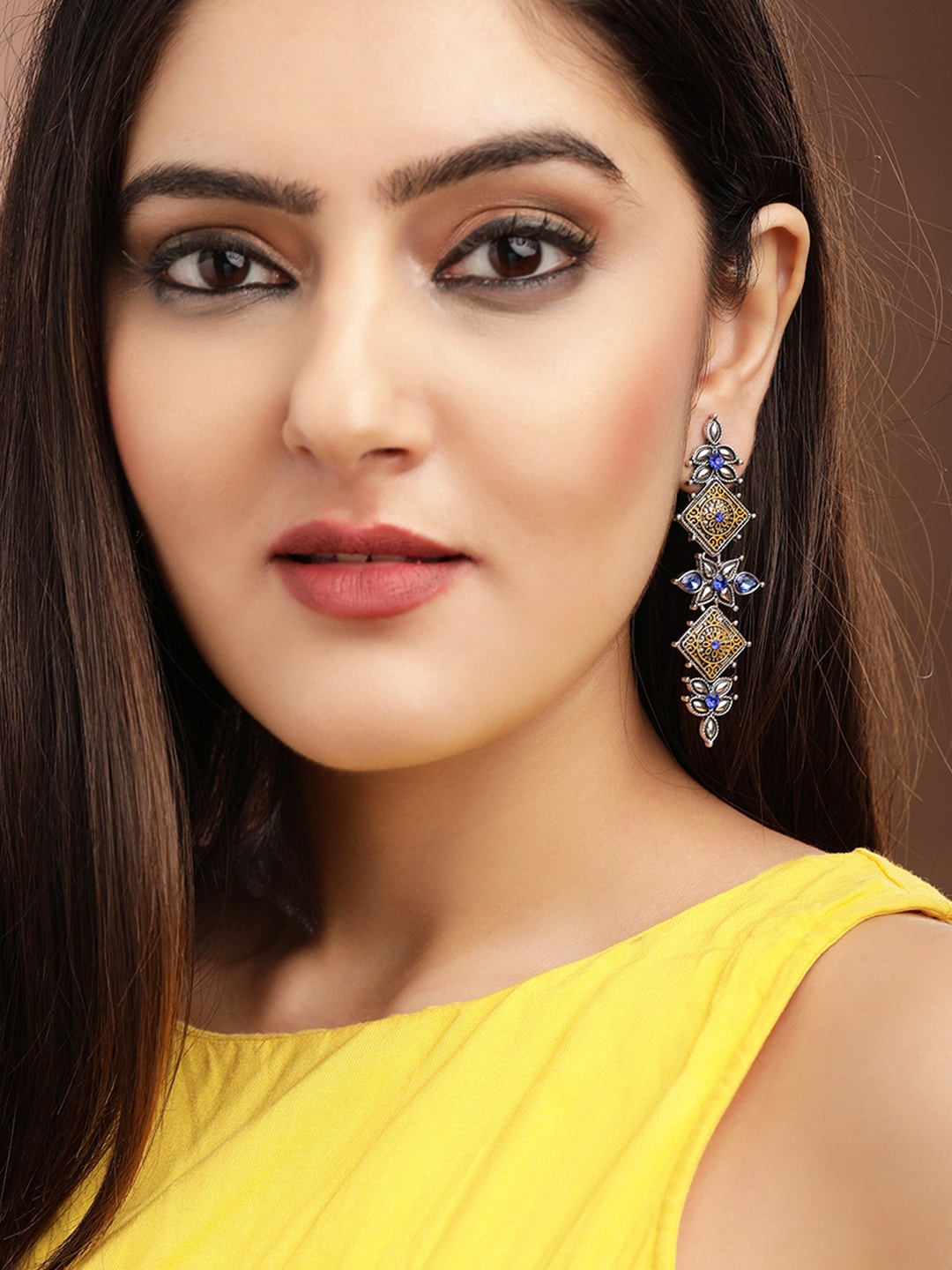 

Rubans Silver-Toned Contemporary Jhumkas Earrings