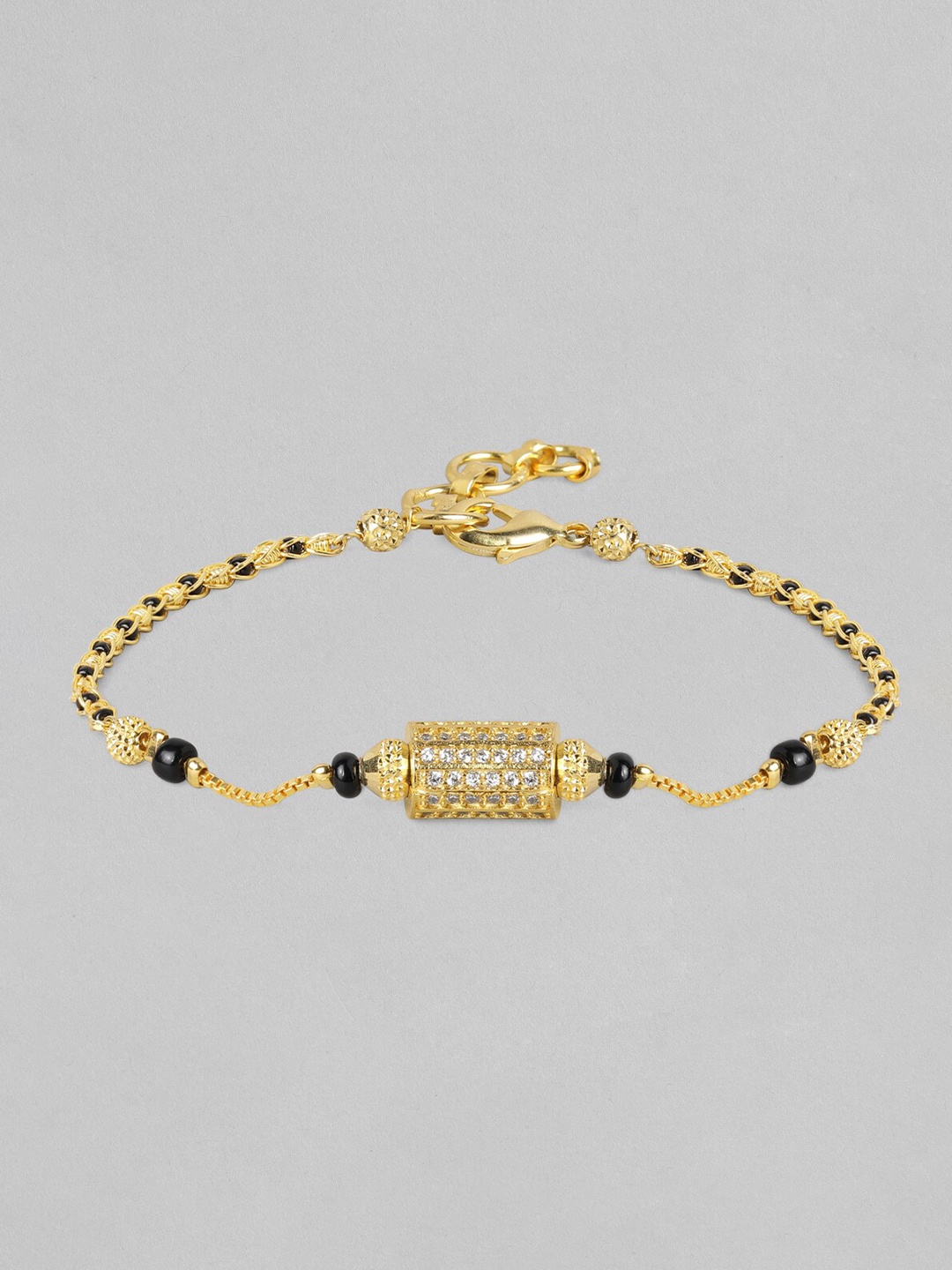 

Rubans Women Gold-Toned & Plated Black Beads & Stone Handcrafted Charm Bracelet