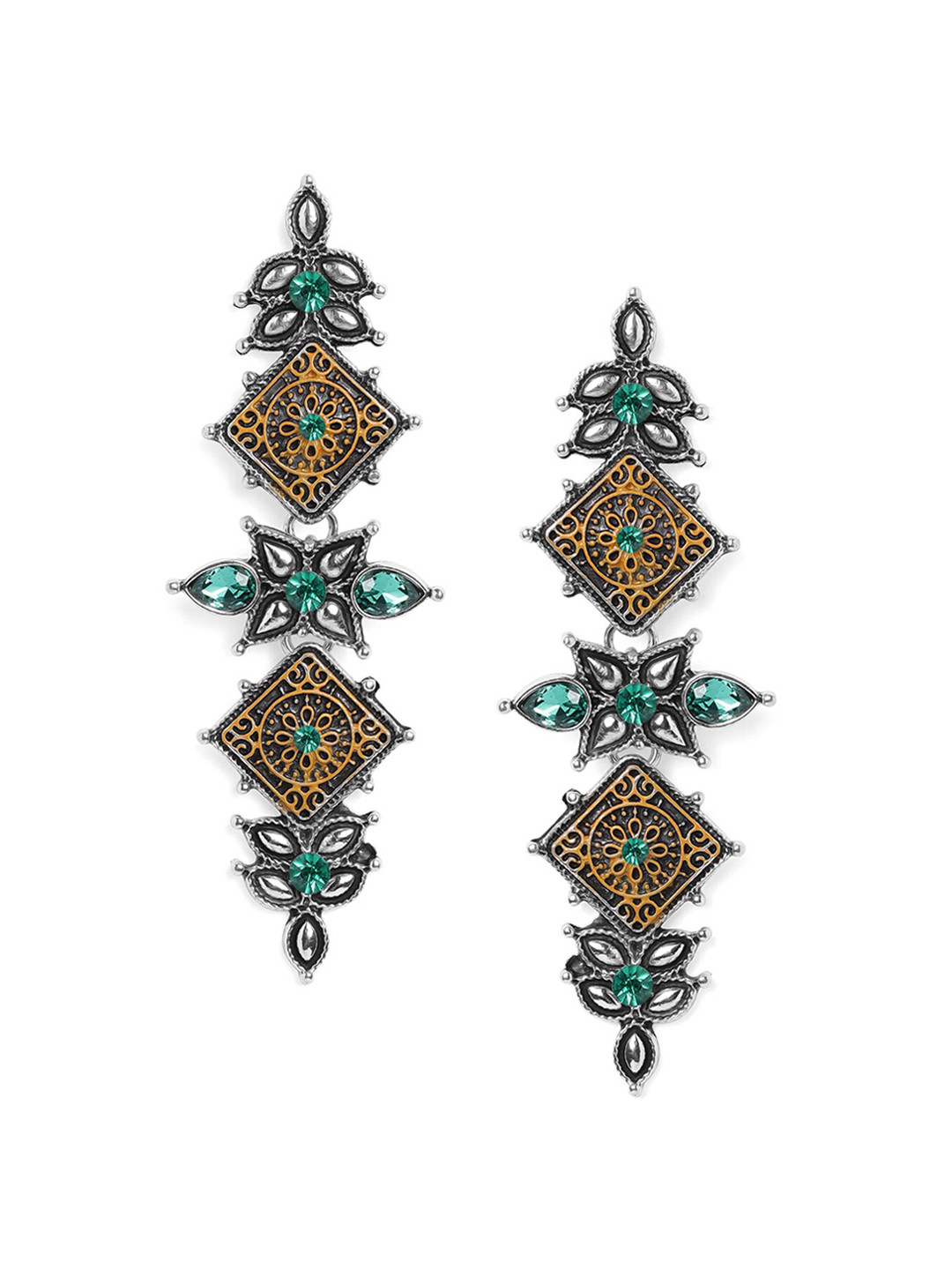 

Rubans Silver-Toned Contemporary Drop Earrings