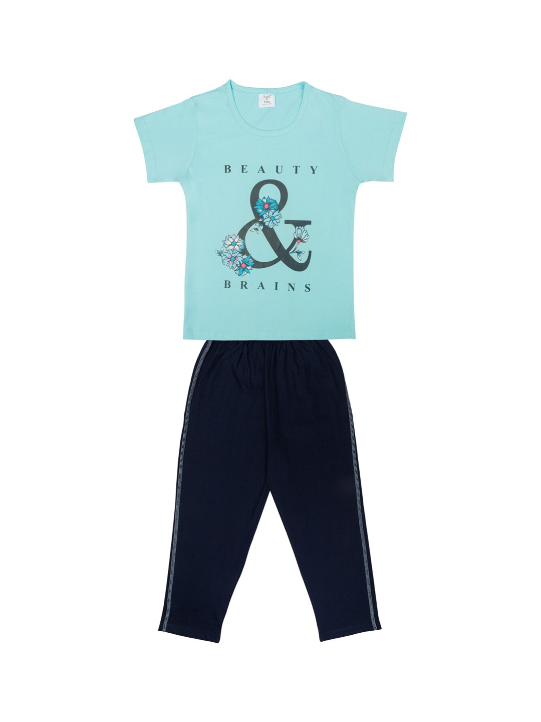 

Todd N Teen Girls Blue & Pink Printed T-Shirt & Pyjama Night Suit