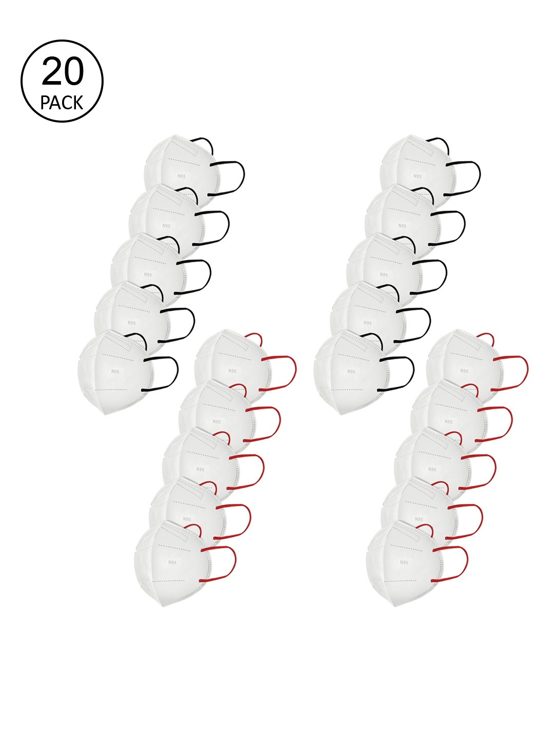 

LOIS CARON Unisex Pack Of 20 White Solid 5-Ply Disposable Anti-Pollution N95 Masks
