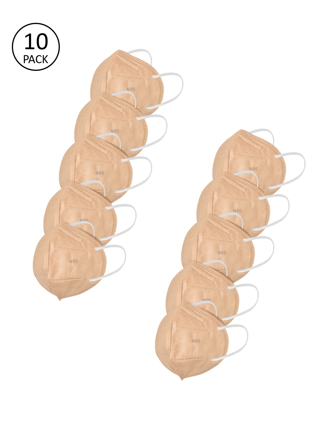 

LOIS CARON Unisex Pack Of 10 Beige Solid 5-Ply Reusable N95 Masks