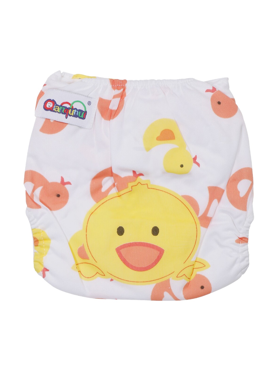 

POKORY Infant Kids White & Yellow Printed Reusable Diaper Pants