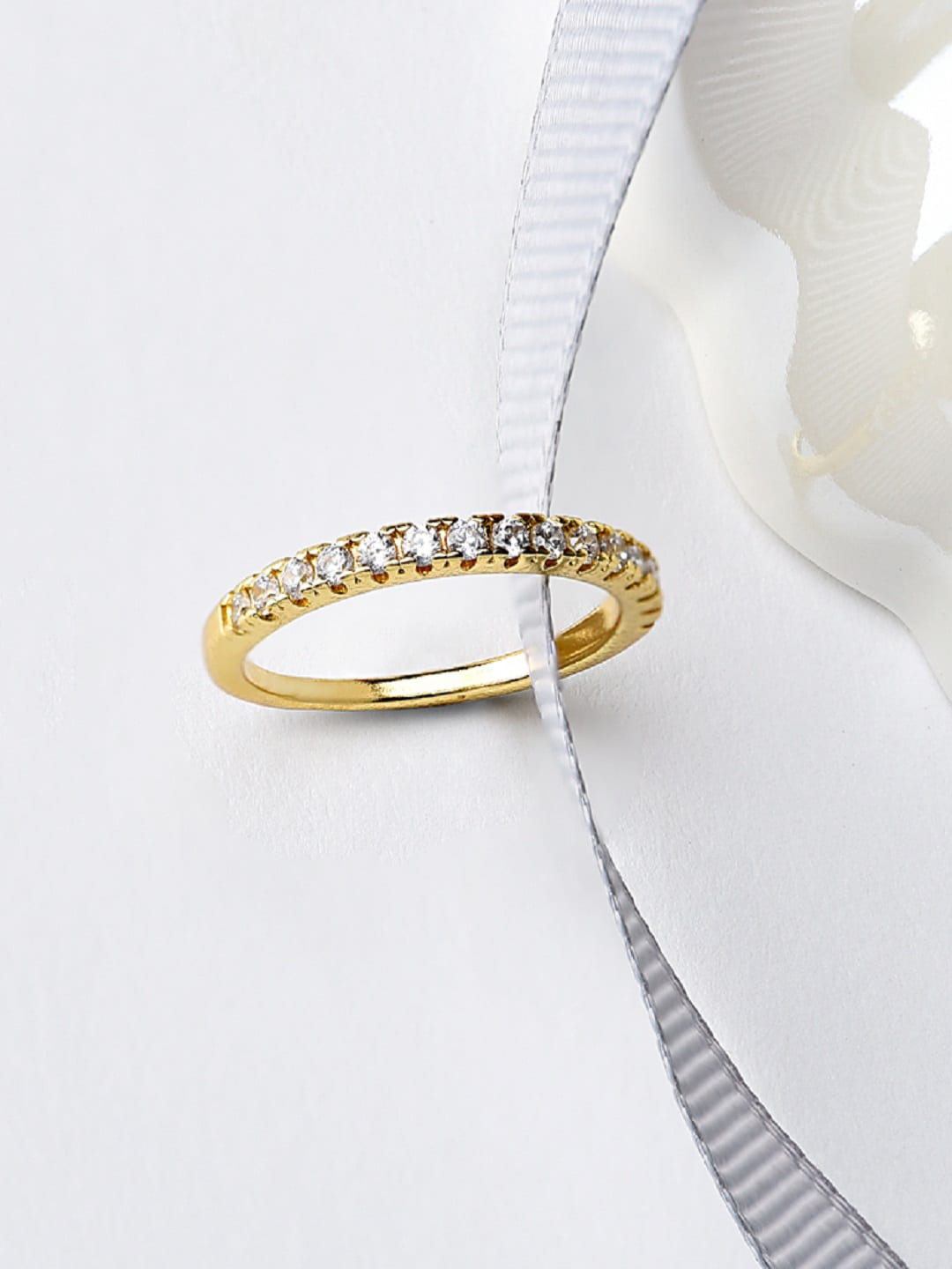 

Accessorize Gold-Plated White Crystal Studded Finger Ring