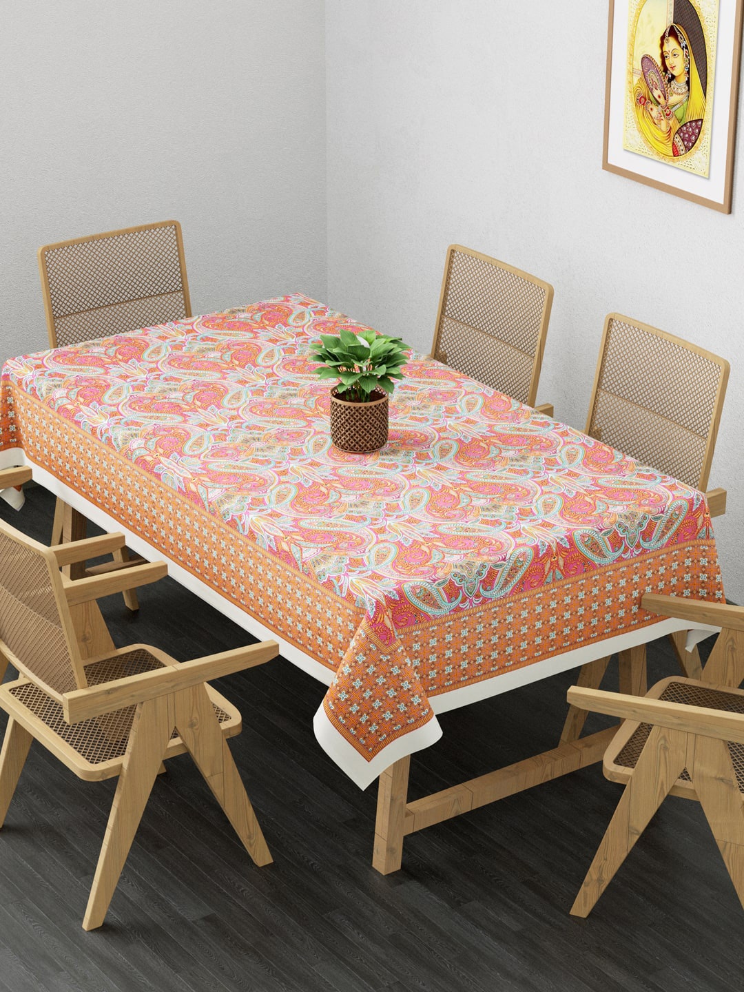 

Clasiko Pink & Blue Printed Pure Cotton Rectangular Table Cover