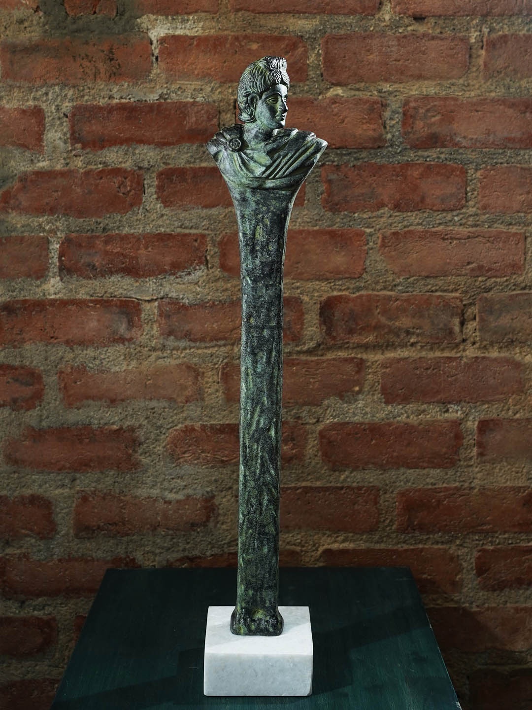 

Folkstorys Sea Green Patina French Woman Sculpture