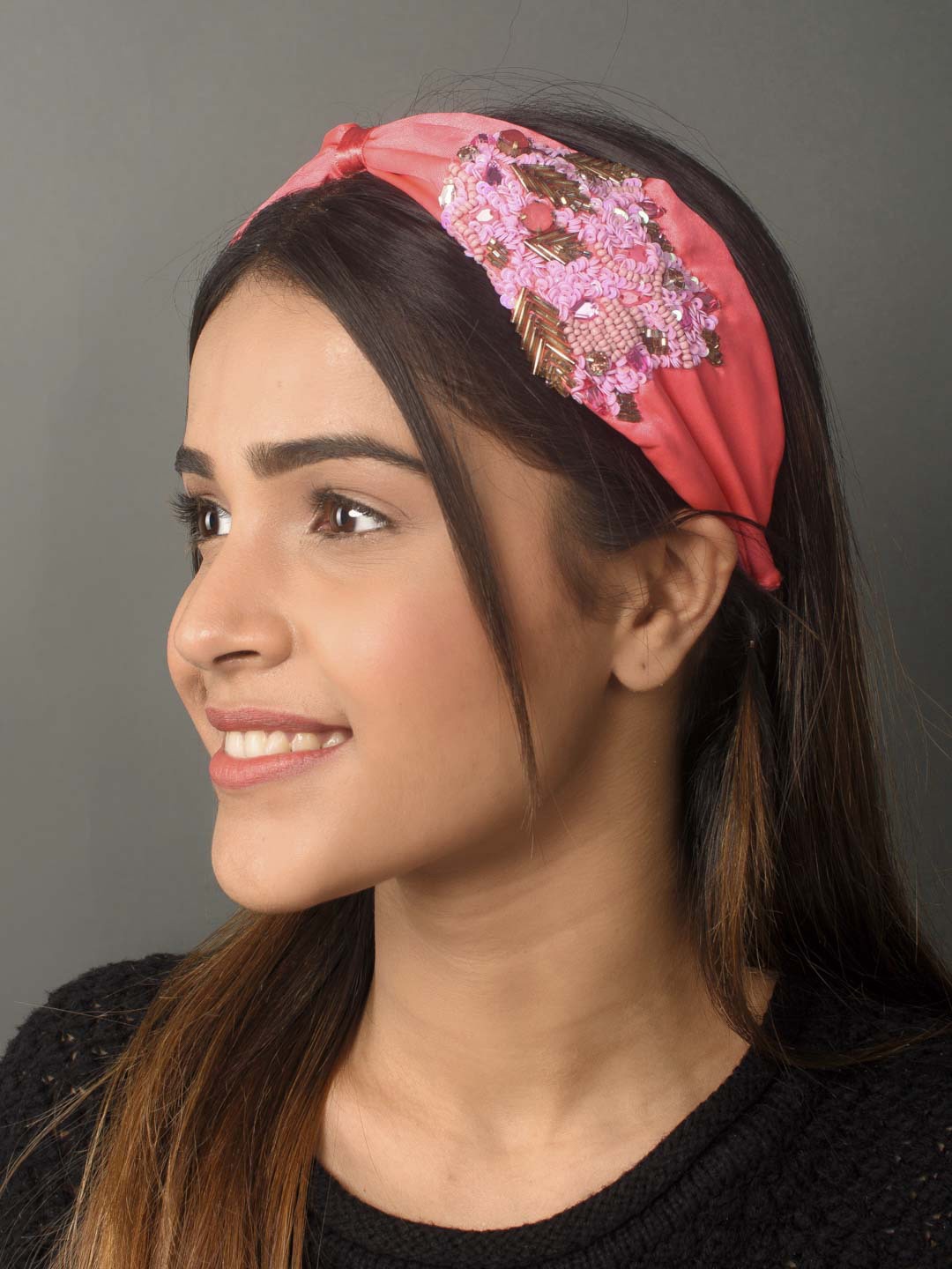 

ToniQ Women Pink & Multicoloured Embellished Hairband