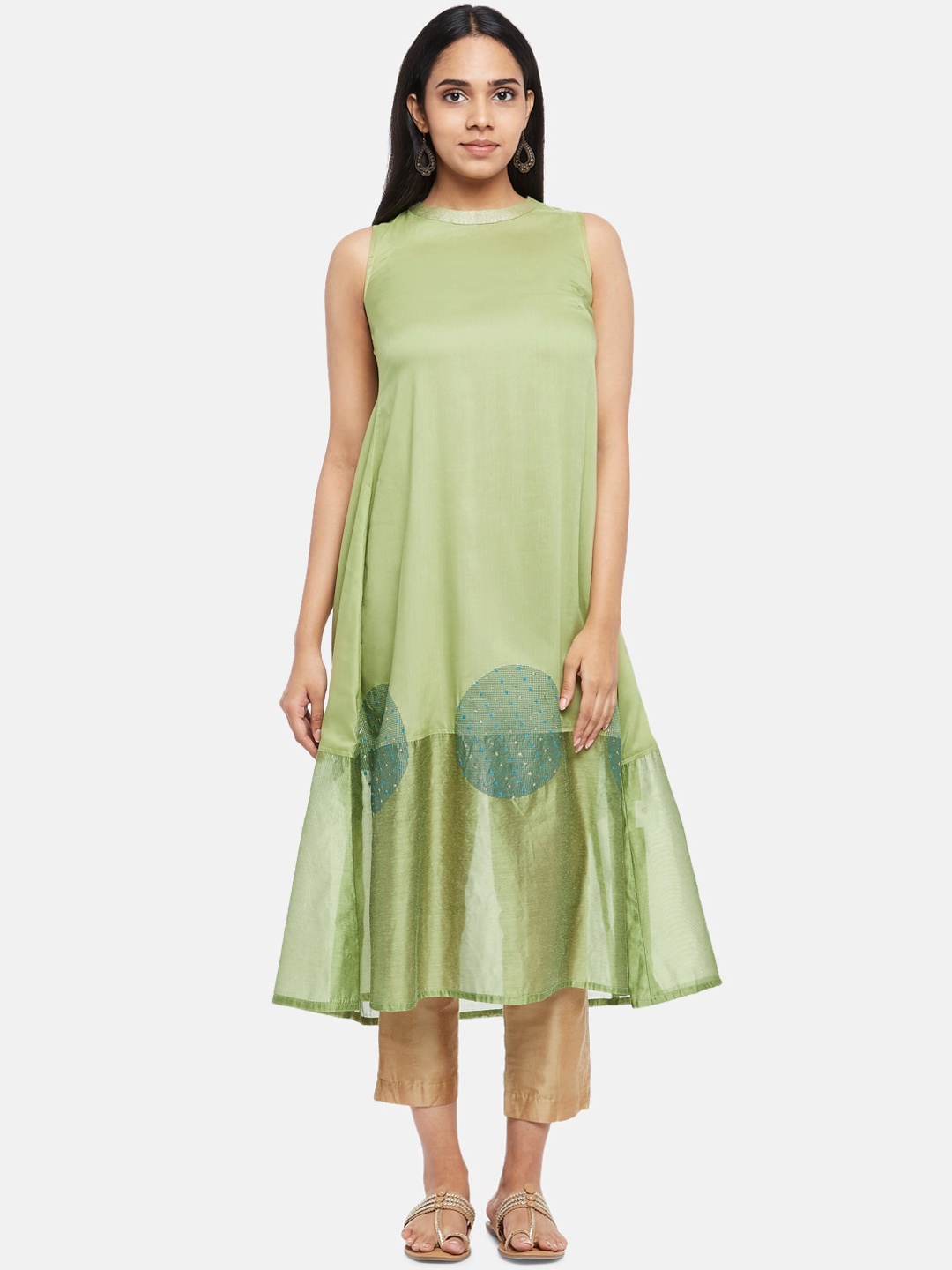 

RANGMANCH BY PANTALOONS Women Solid Modal Anarkali Kurta, Green
