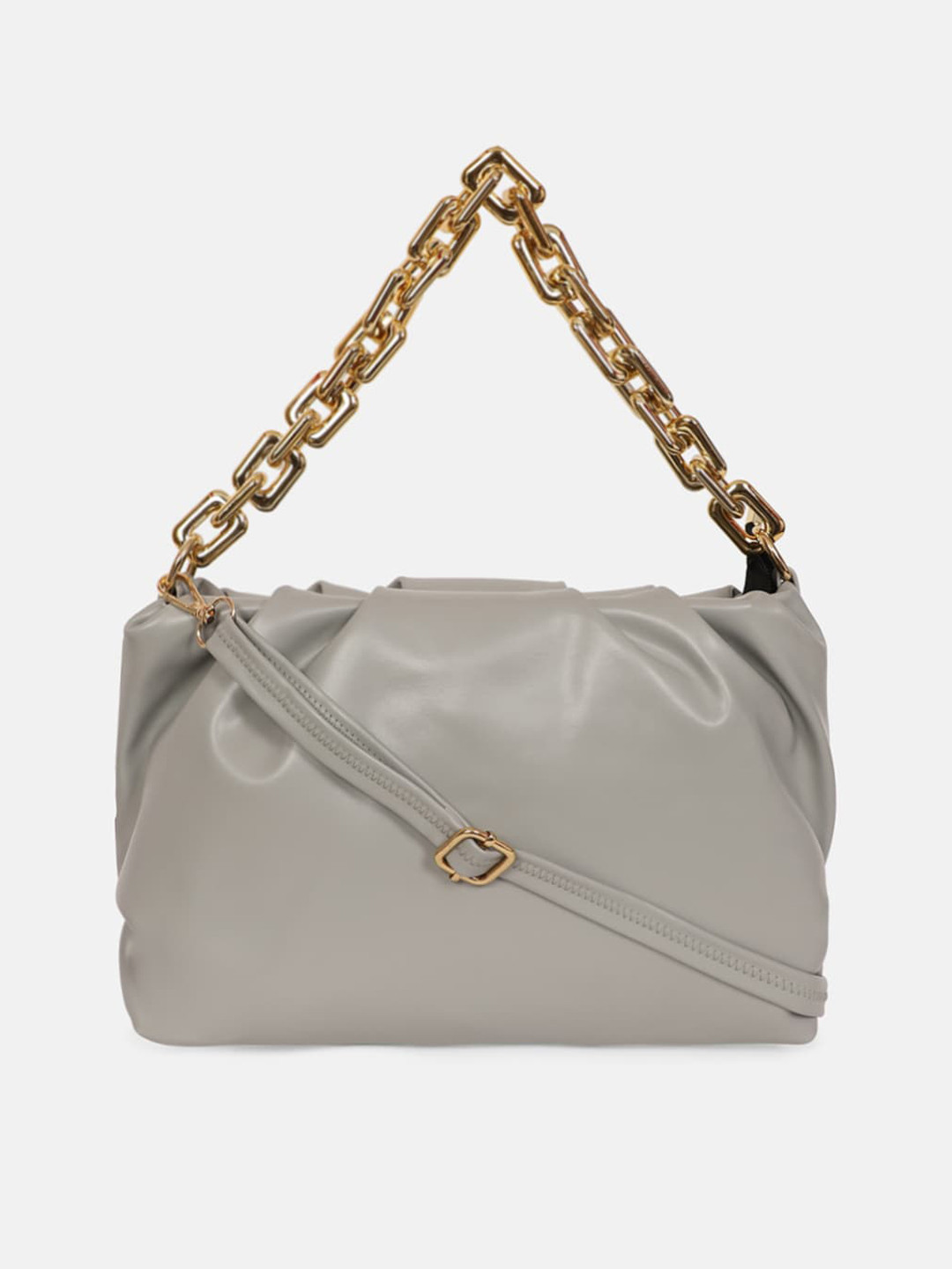 

Bagsy Malone Grey PU Structured Hobo Bag