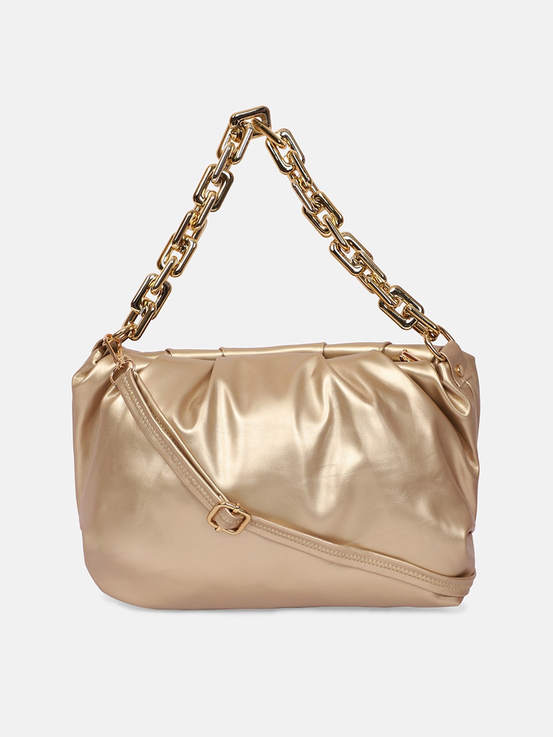 

Bagsy Malone Gold-Toned PU Structured Shoulder Bag