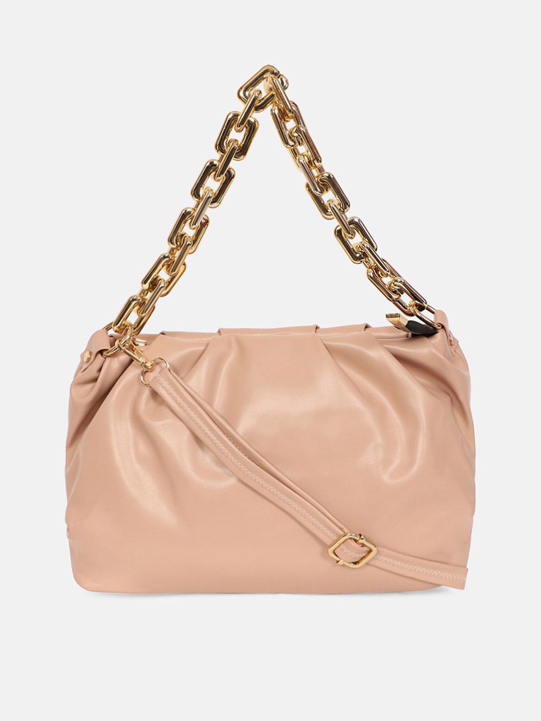 

Bagsy Malone Women Peach-Coloured PU Structured Hobo Bag