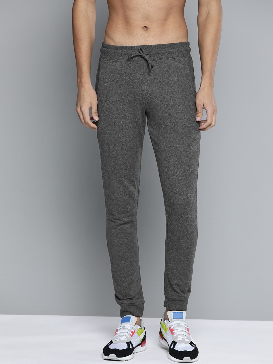 

HERE&NOW Men Charcoal Grey Solid Joggers