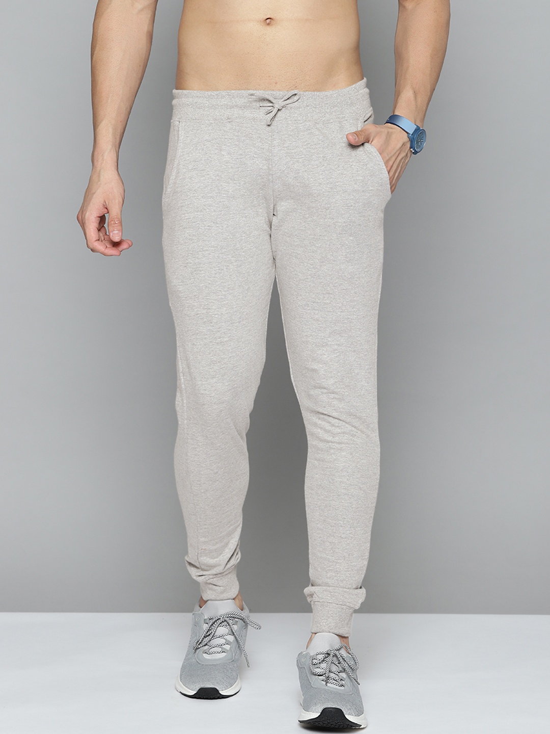 

HERE&NOW Men Grey Melange Solid Jogger