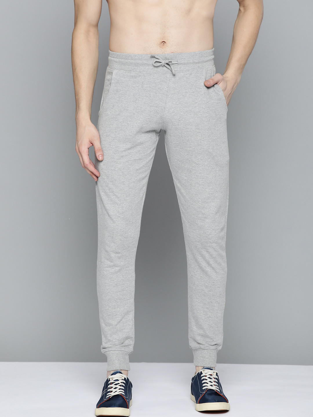 

HERE&NOW Men Grey Melange Solid Joggers