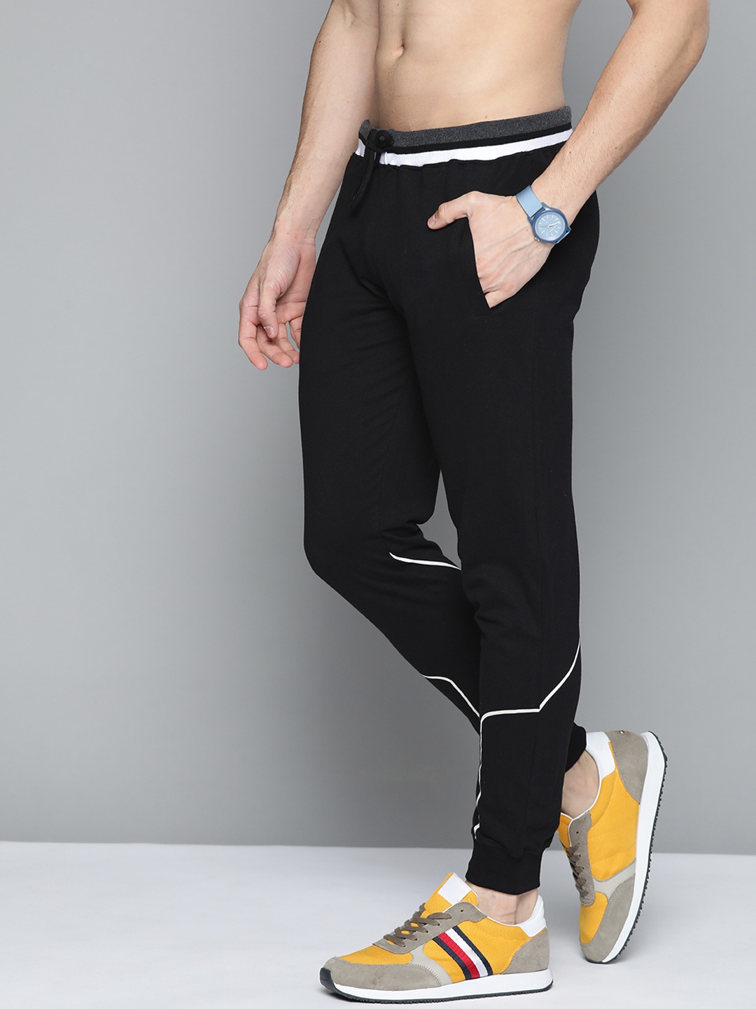 

HERE&NOW Men Black Pure Cotton Joggers