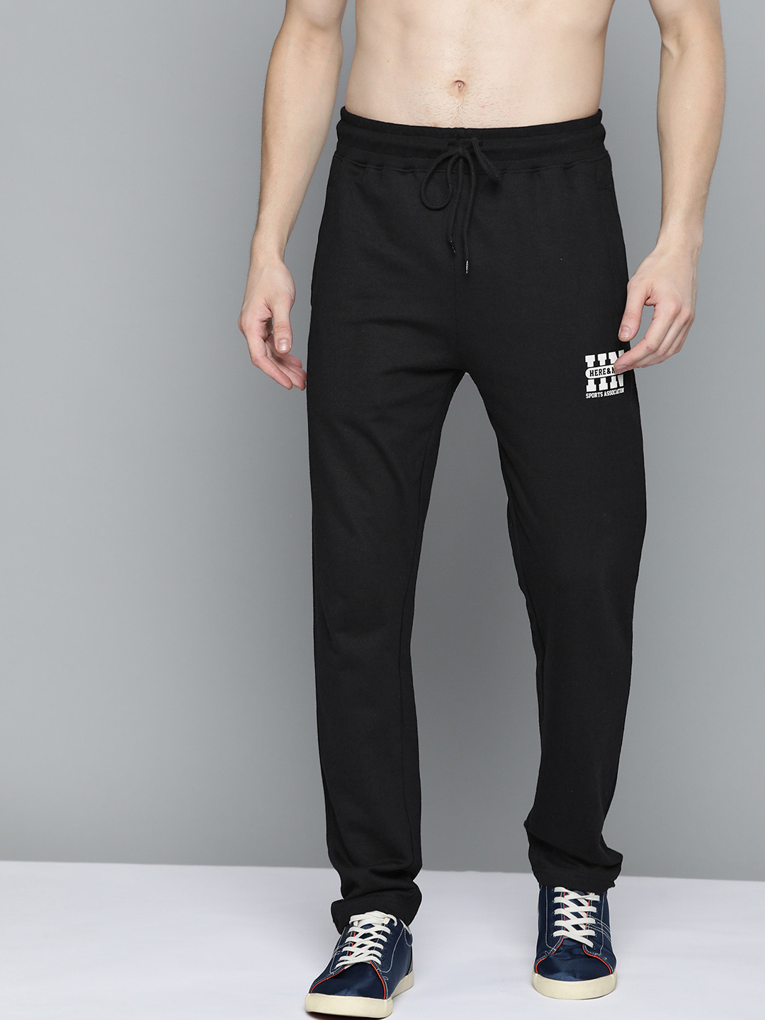 

HERE&NOW Men Black Pure Cotton Solid Joggers