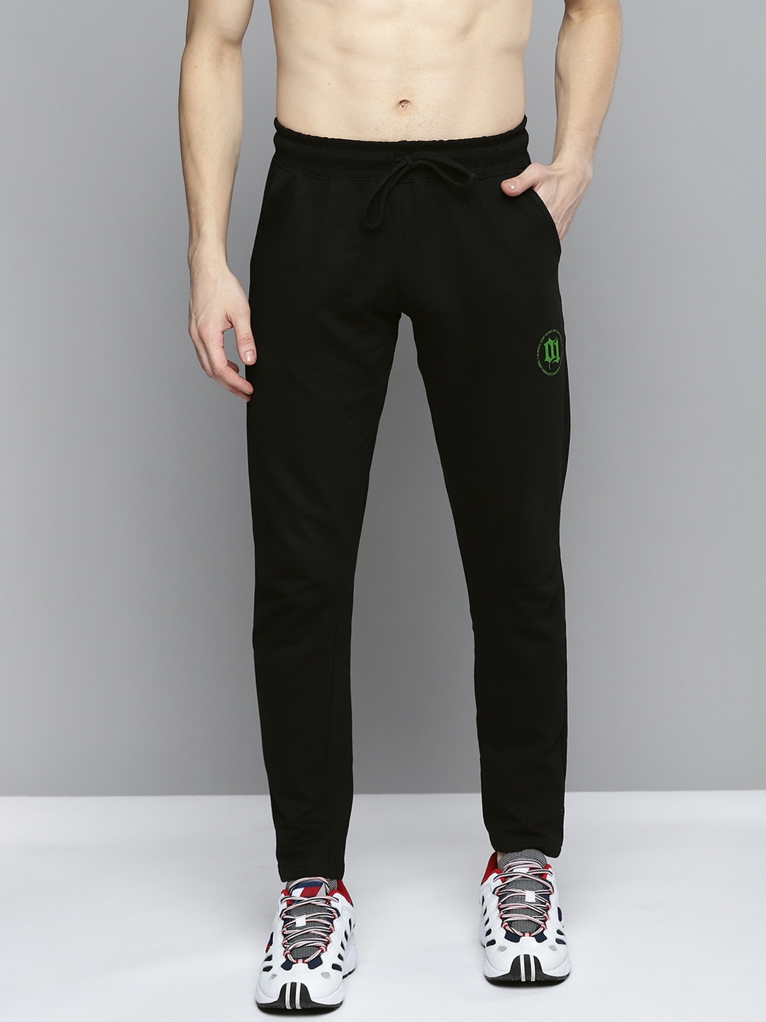 

HERE&NOW Men Black Solid Pure Cotton Track Pants