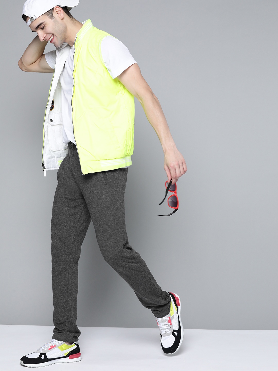 

HERE&NOW Men Charcoal Grey Solid Track Pants