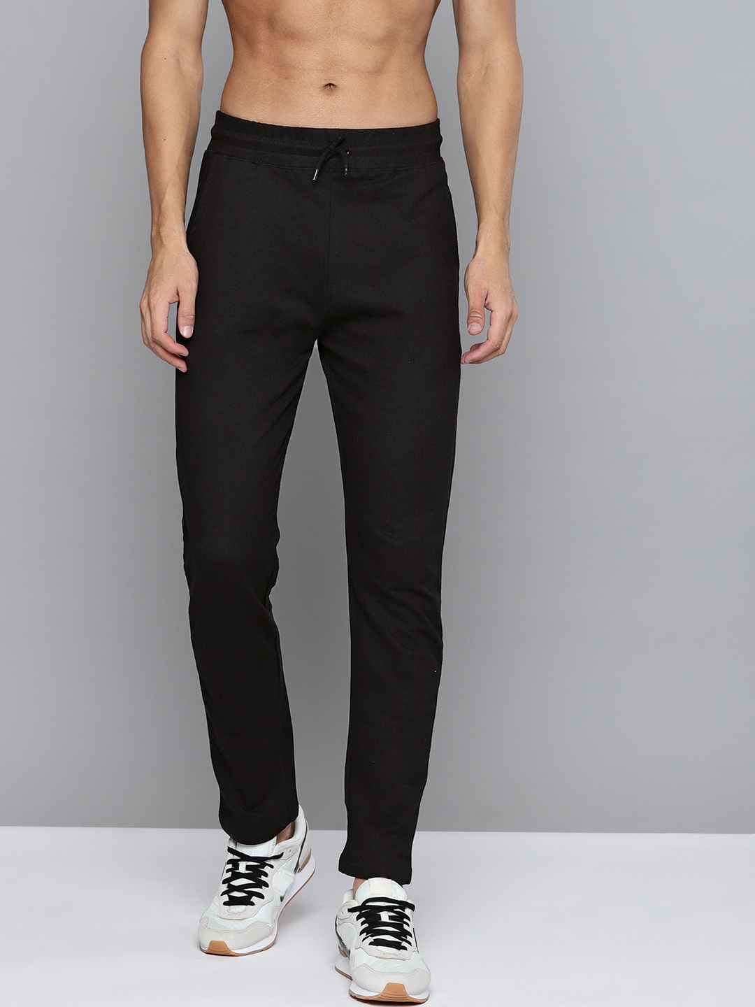 

HERE&NOW Men Black Solid Pure Cotton Track Pants