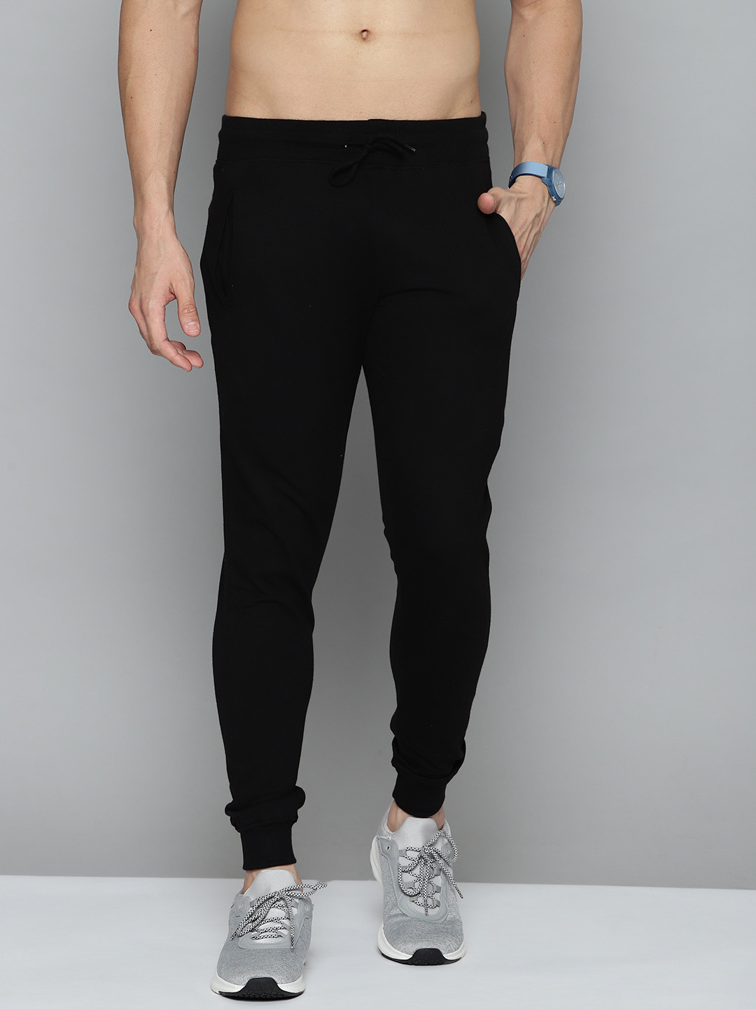 

HERE&NOW Men Black Pure Cotton Solid Joggers