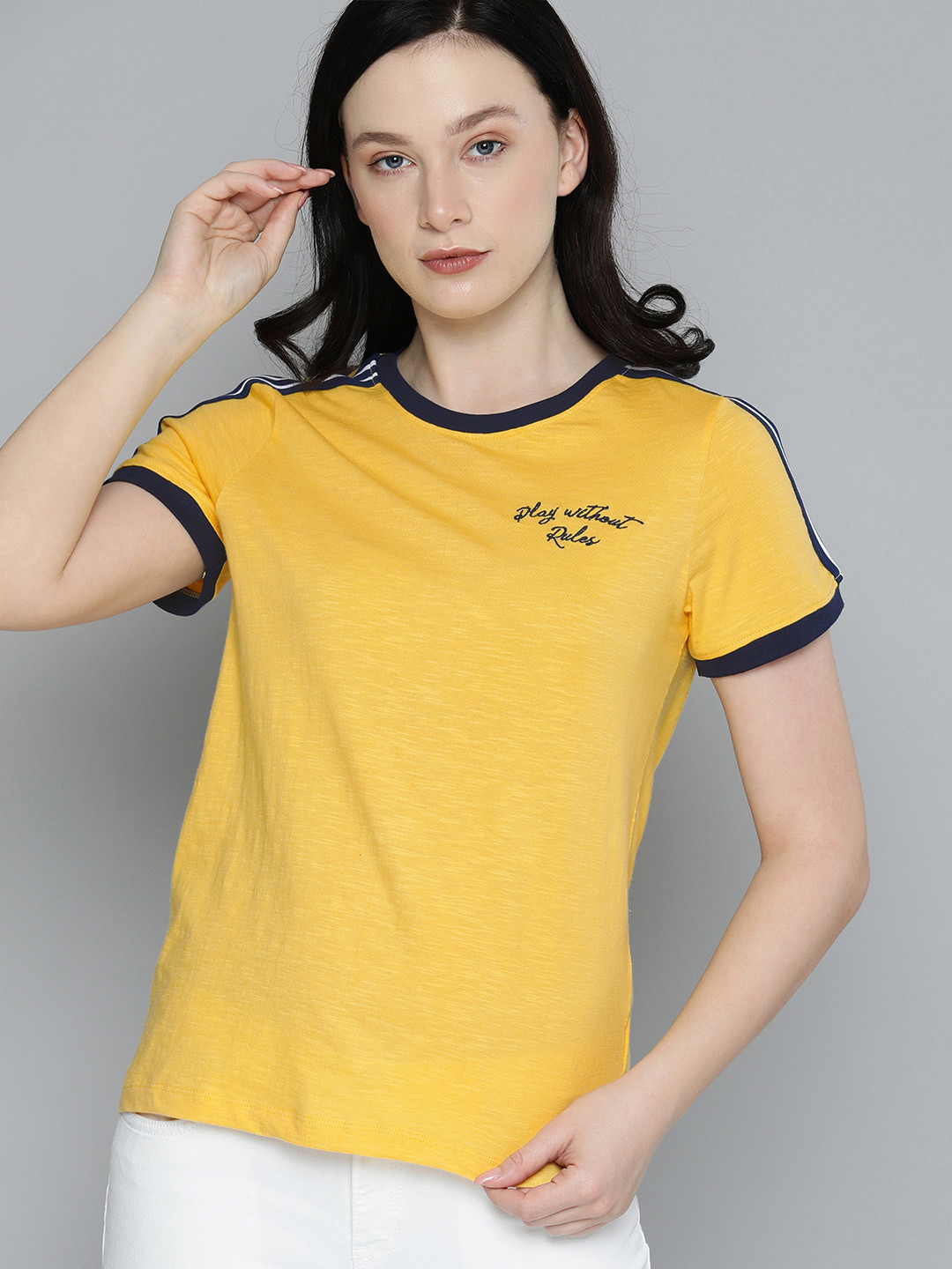 

Harvard Women Yellow Typography Printed T-shirt