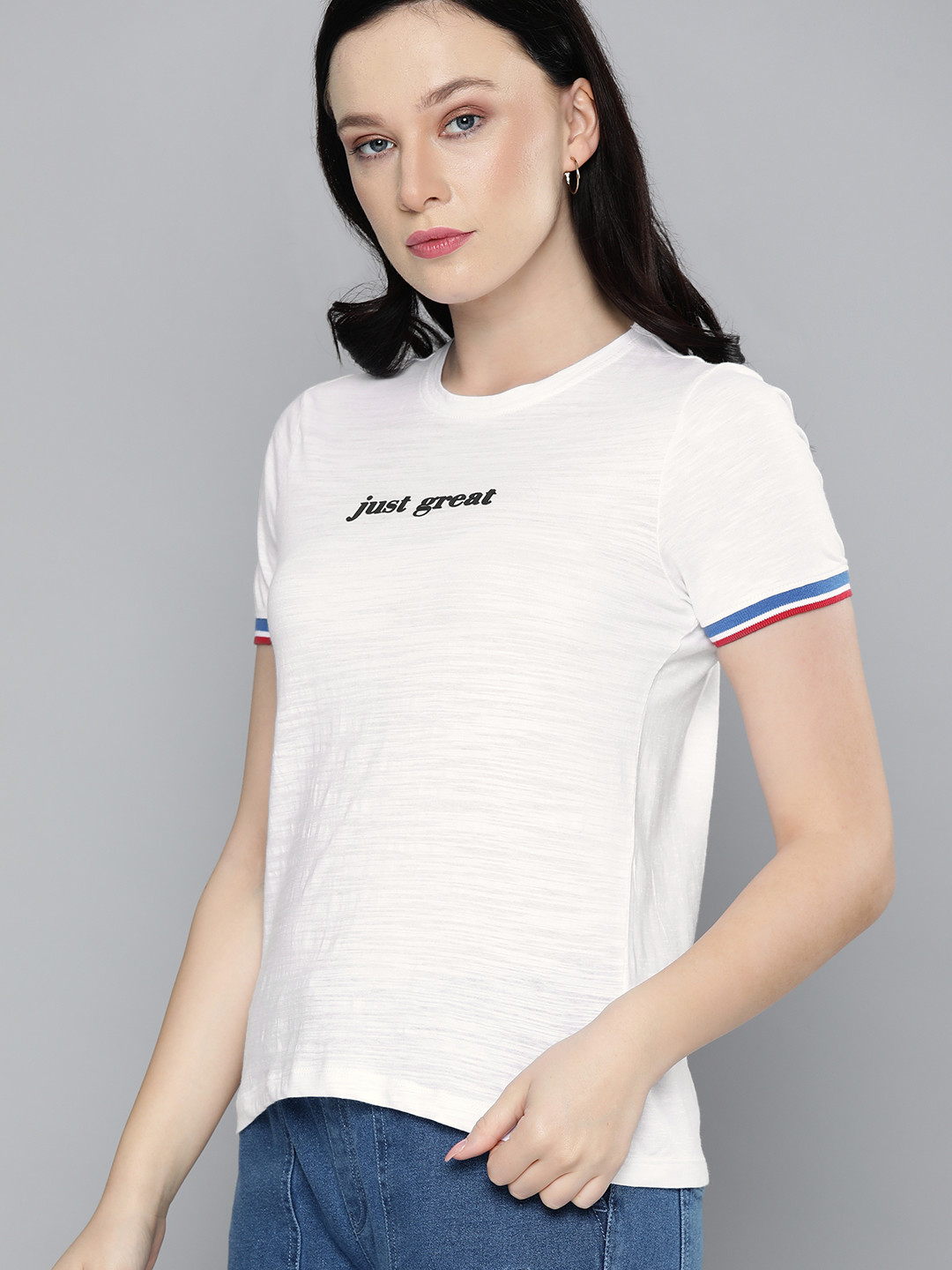 

Harvard Women White Black Printed Pure Cotton T-shirt