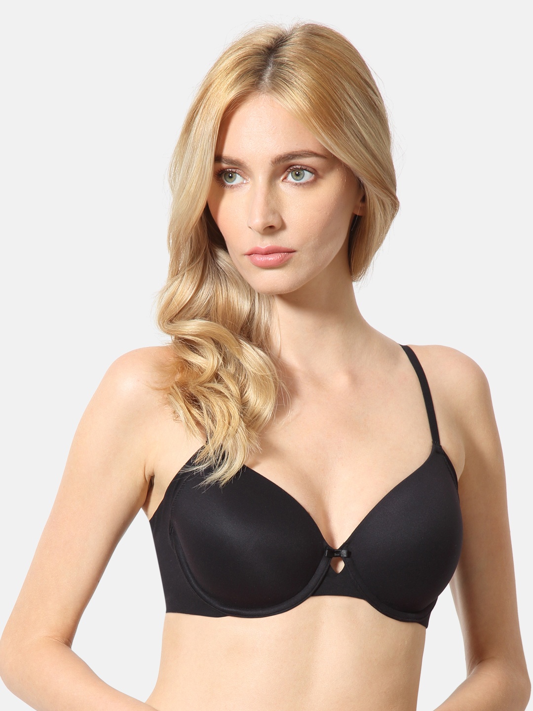 

Van Heusen Women Black Solid Plush Back No Slip Strap Flexi Wire T-Shirt Bra