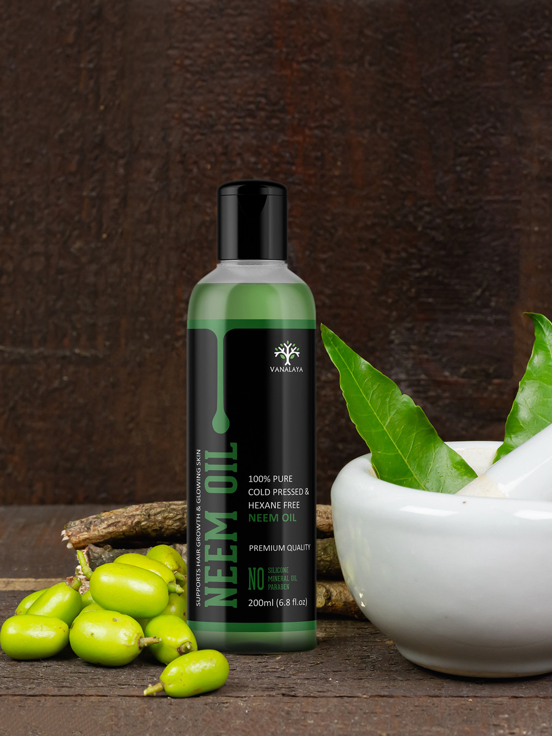 

VANALAYA Cold Pressed Neem Oil For Hair & Skin Care - 200 ml, Sea green
