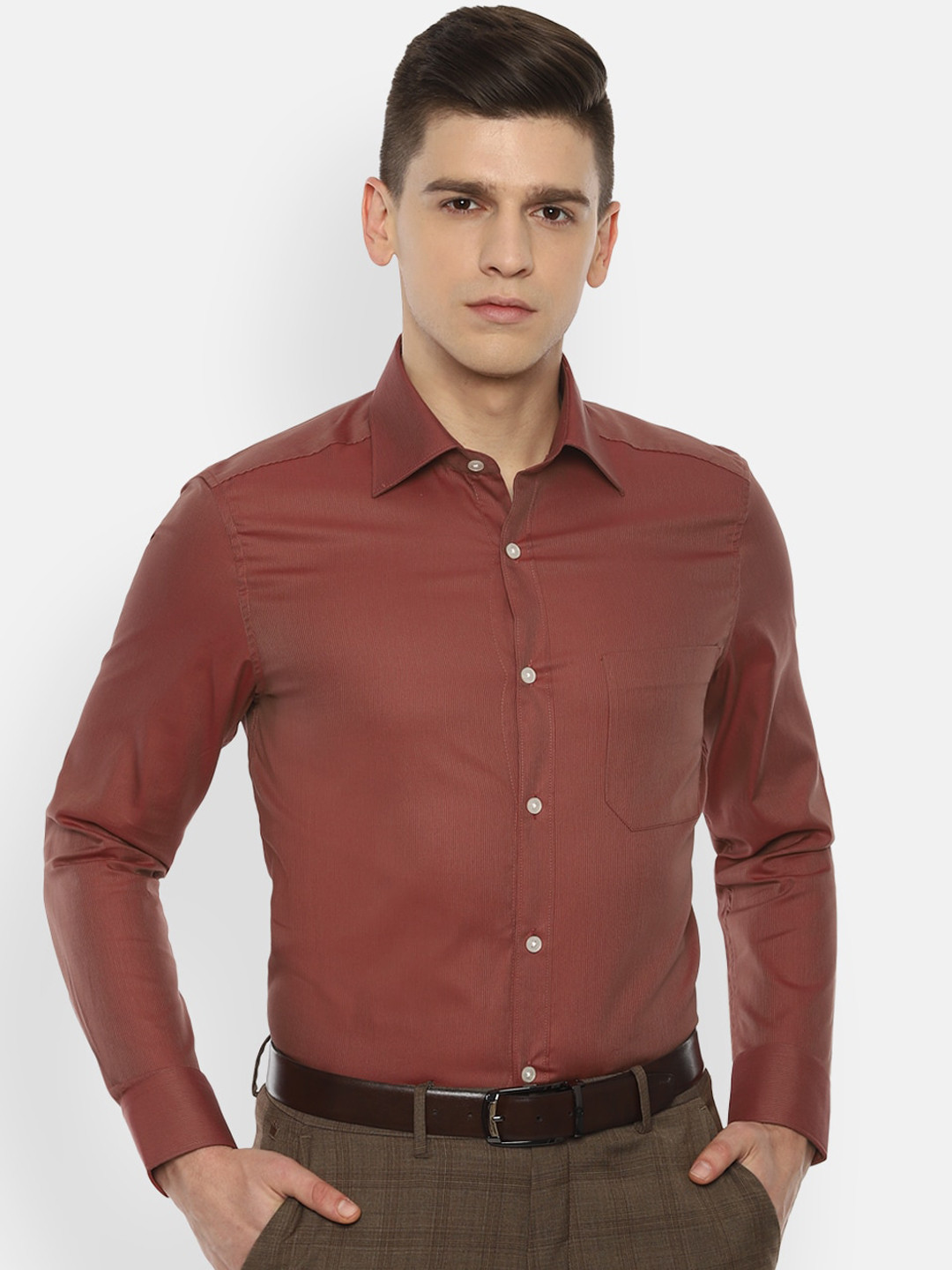 

Louis Philippe Men Maroon Opaque Casual Shirt
