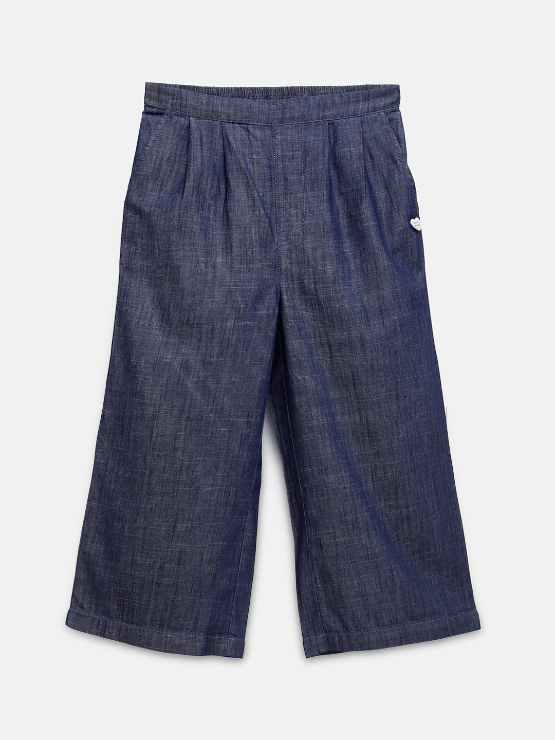 

Pepe Jeans Girls Blue Pleated Cotton Parallel Trousers