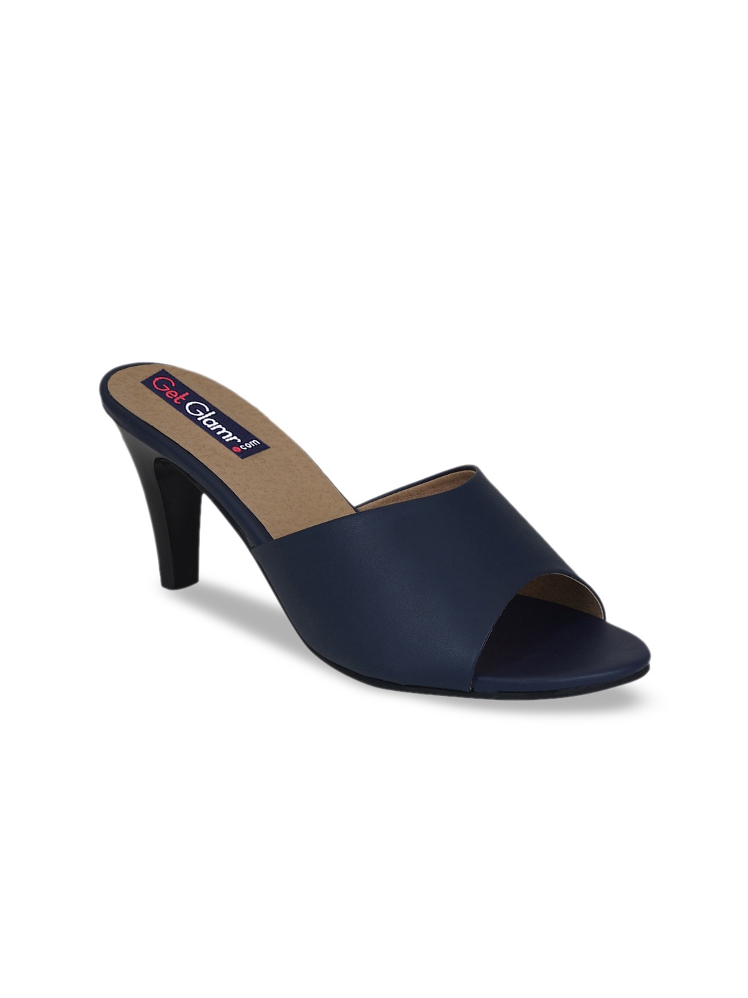 

Get Glamr Navy Blue Open-Back Slim Peep Toes