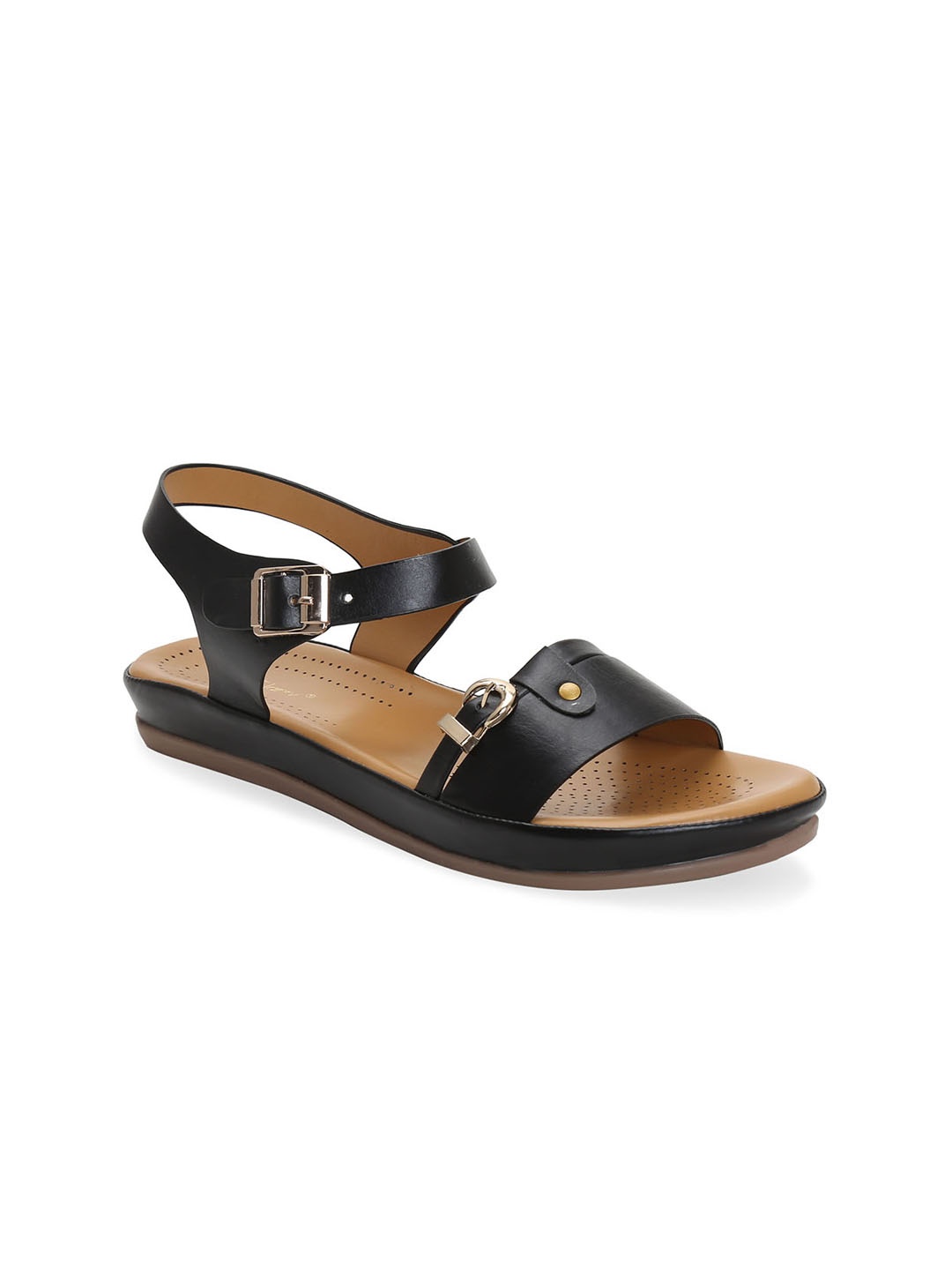 

Get Glamr Women Black Open Toe Flats with Buckles
