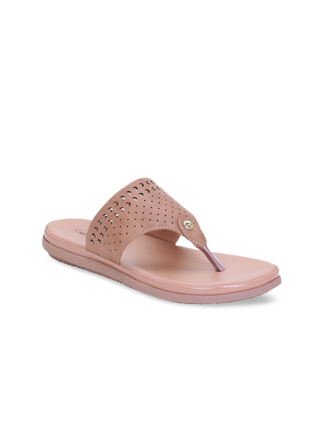 

Get Glamr Women Peach Open Toe Flats with Laser Cuts