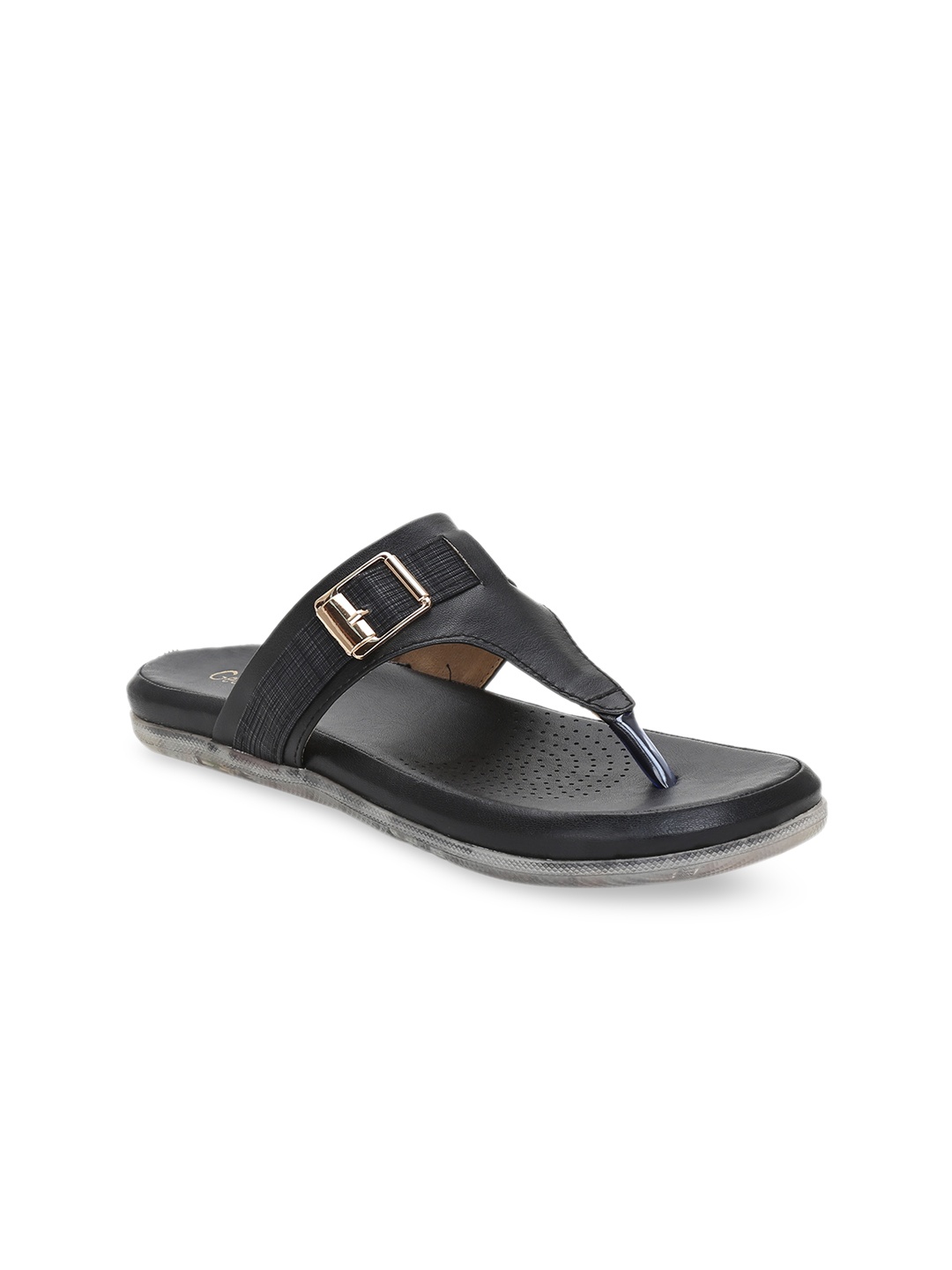

Get Glamr Women Black T-Strap Flats with Buckles