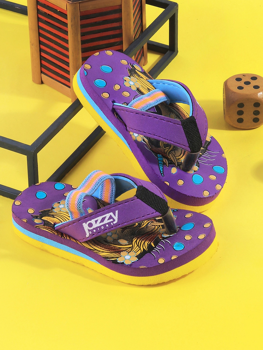 

Jazzy Juniors Girls Purple & Yellow Printed Thong Flip-Flops