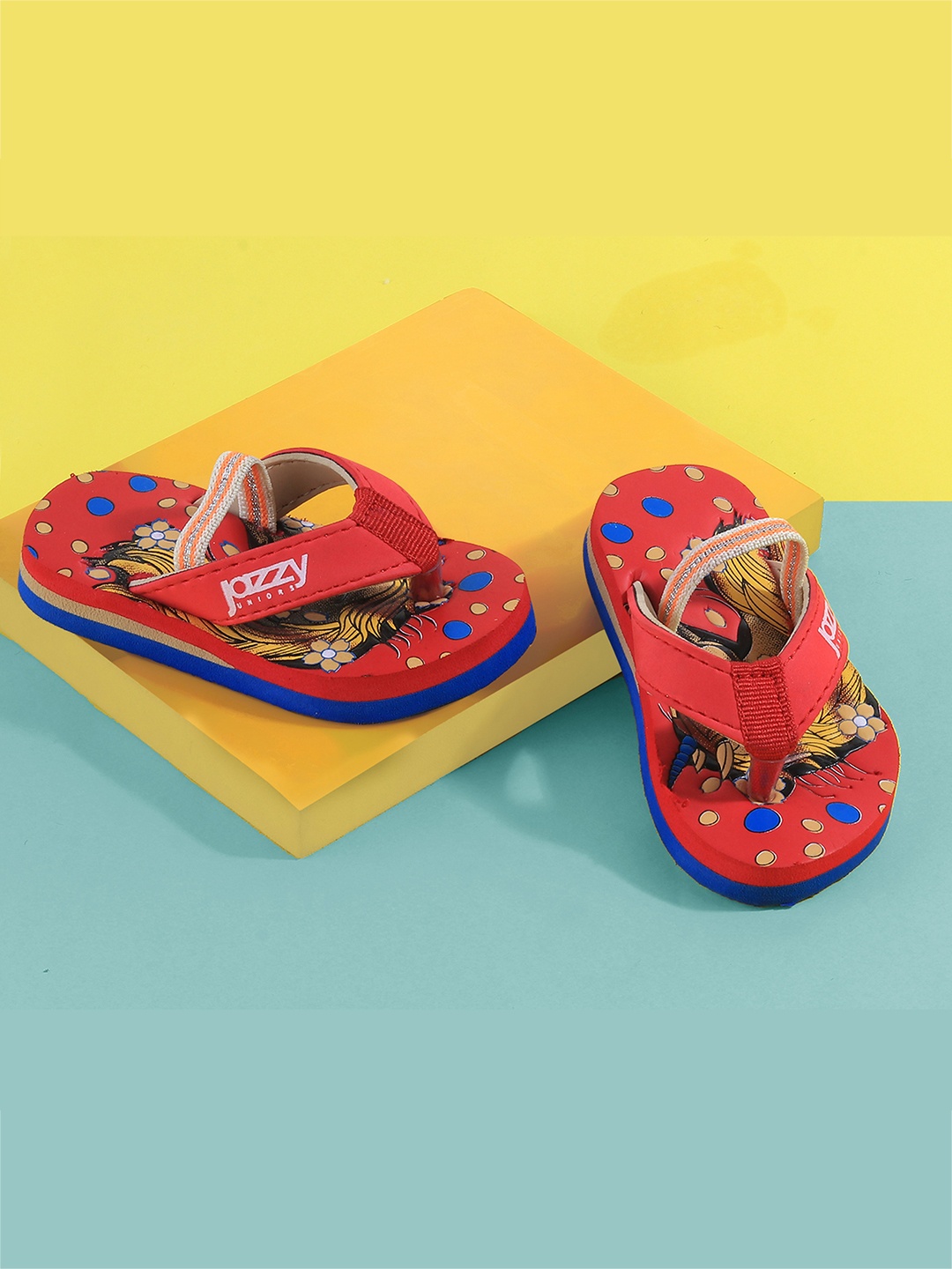 

Jazzy Juniors Girls Red & Yellow Printed Thong Flip Flops