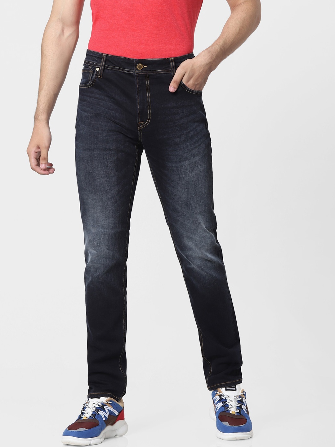 

Jack & Jones Men Navy Blue Slim Fit Light Fade Stretchable Jeans