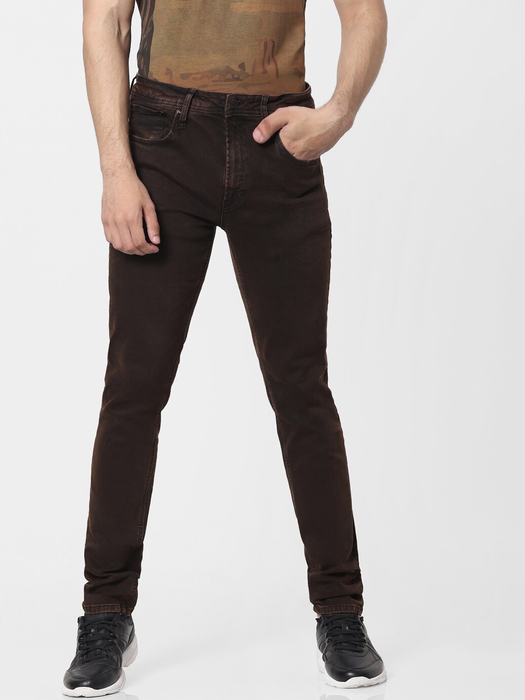 

Jack & Jones Men Brown Skinny Fit Low-Rise Jeans