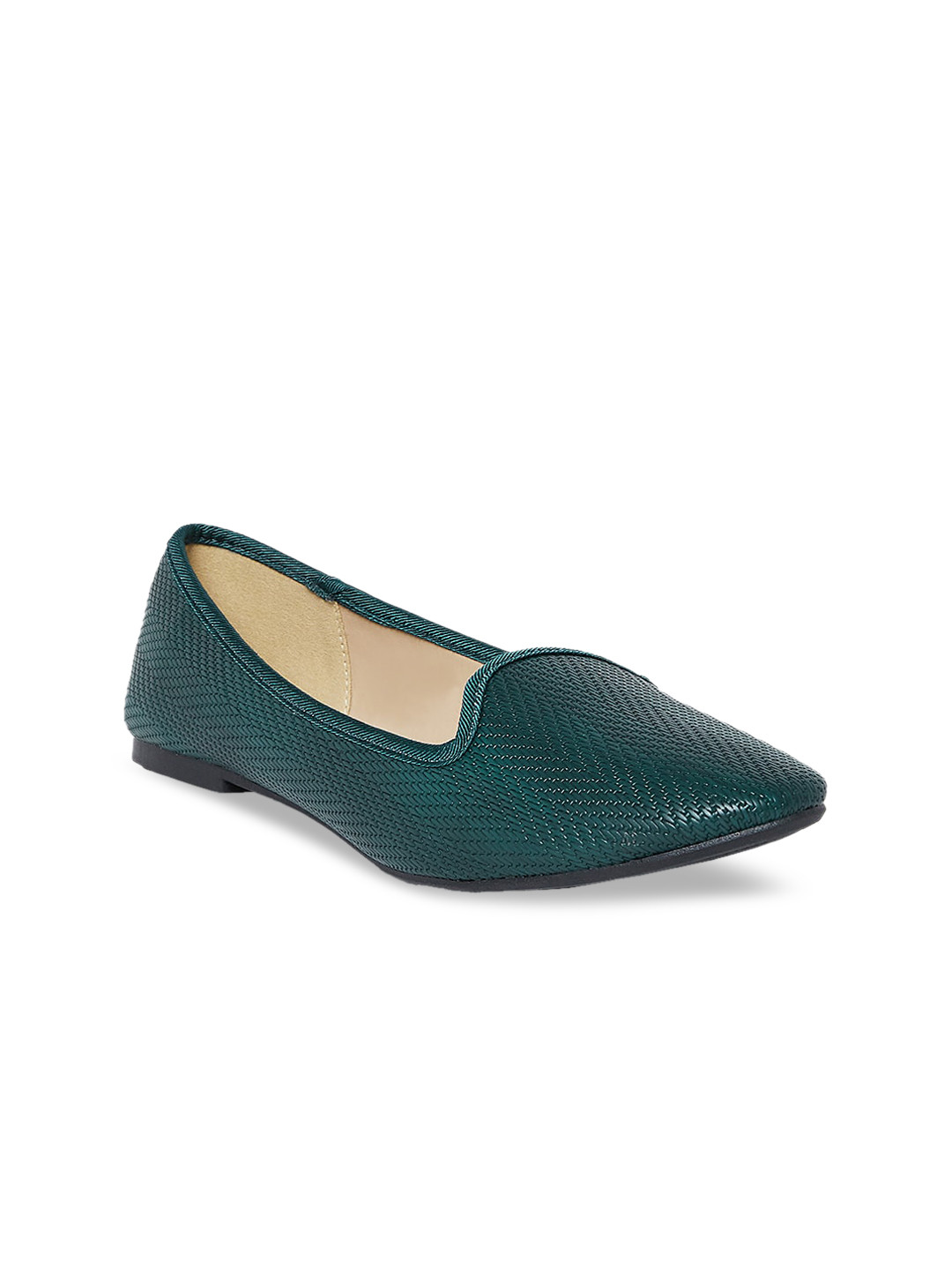 

Forever Glam by Pantaloons Women Green Textured PU Loafers