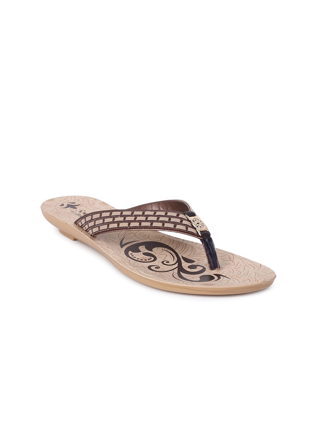 

Paragon Women Beige & Brown Printed Thong Flip-Flops