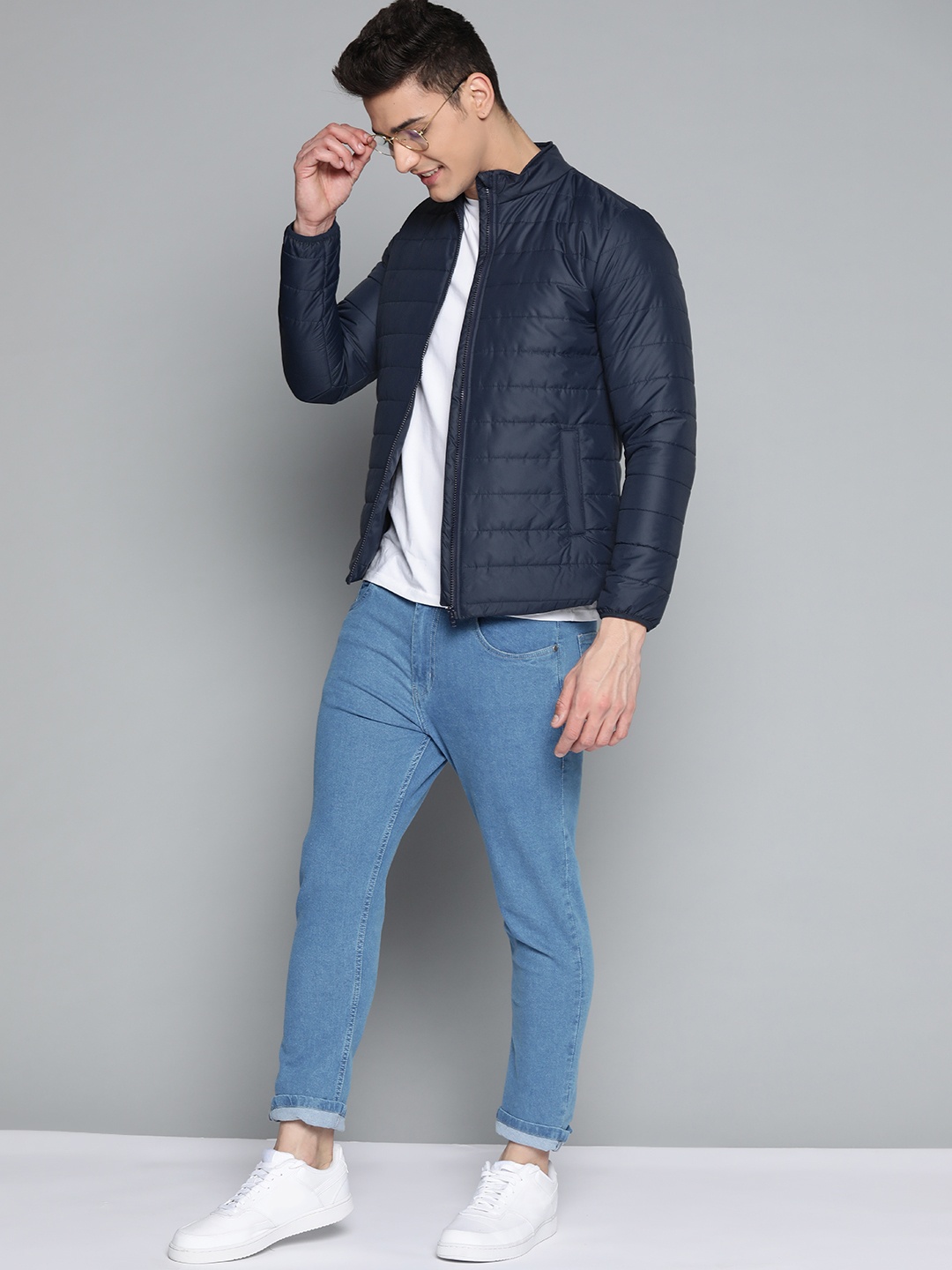

Mast & Harbour Men Navy Blue Padded Jacket