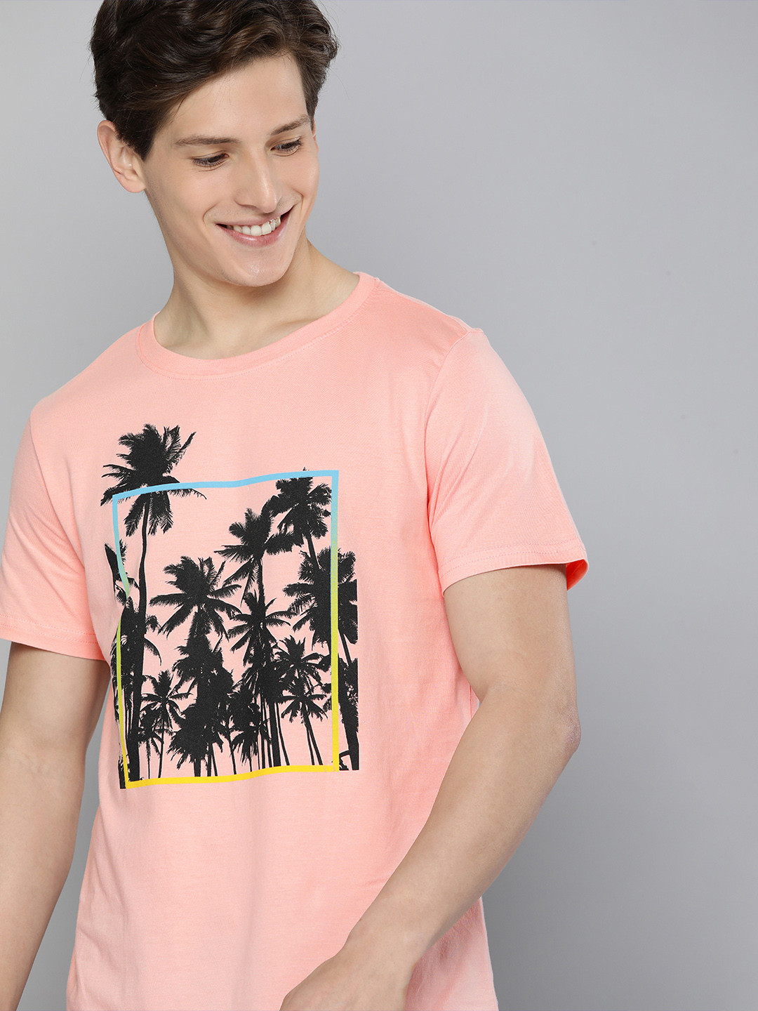

Mast & Harbour Men Pink Graphical Printed Pure Cotton T-shirt