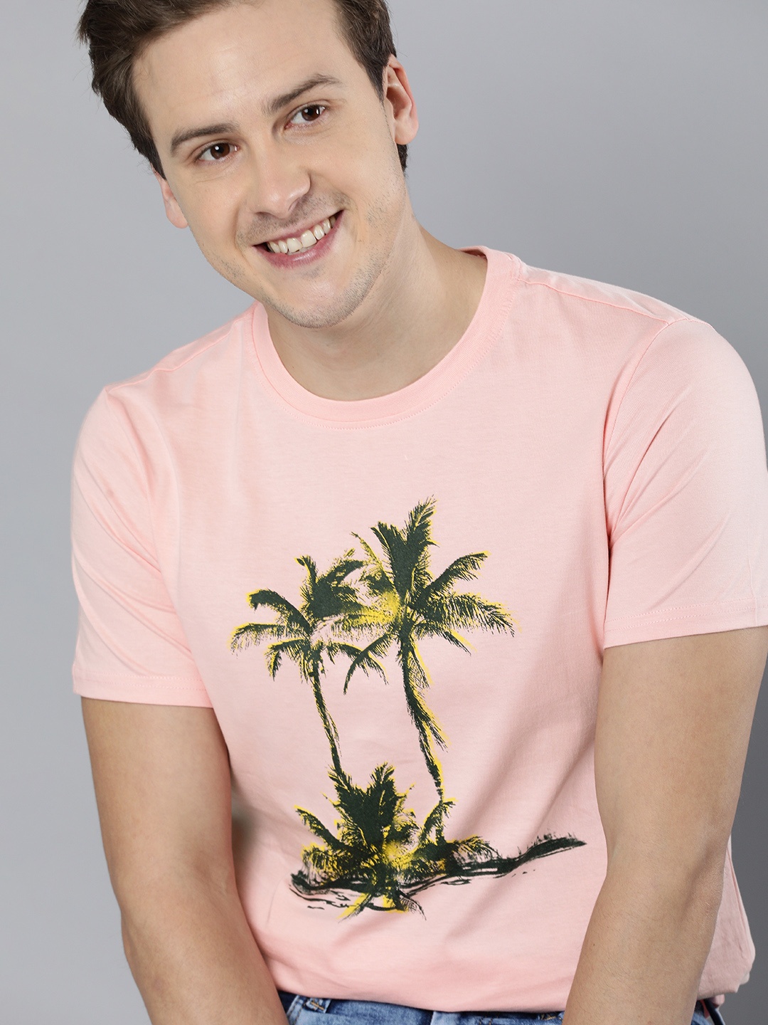 

Mast & Harbour Men Pink Printed Pure Cotton T-shirt