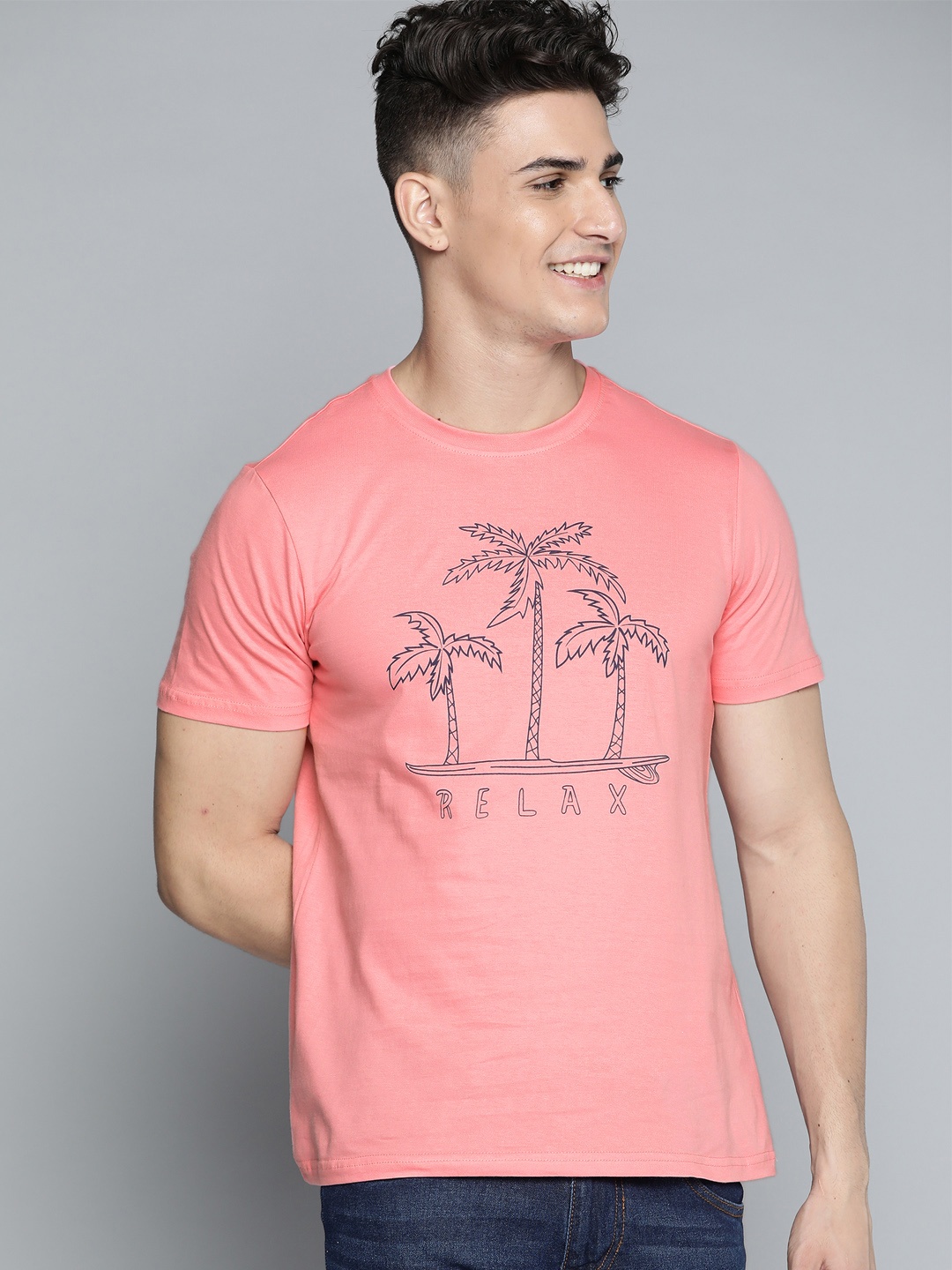 

Mast Harbour Men Pink Pure Cotton Printed Pure Cotton T-shirt