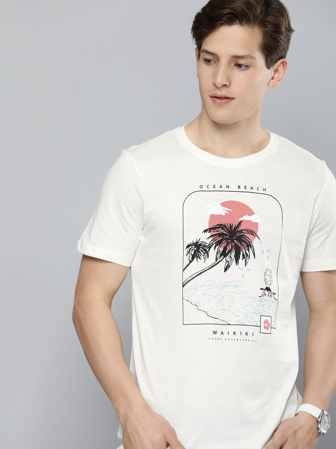 

Mast & Harbour Men Off White Printed T-shirt
