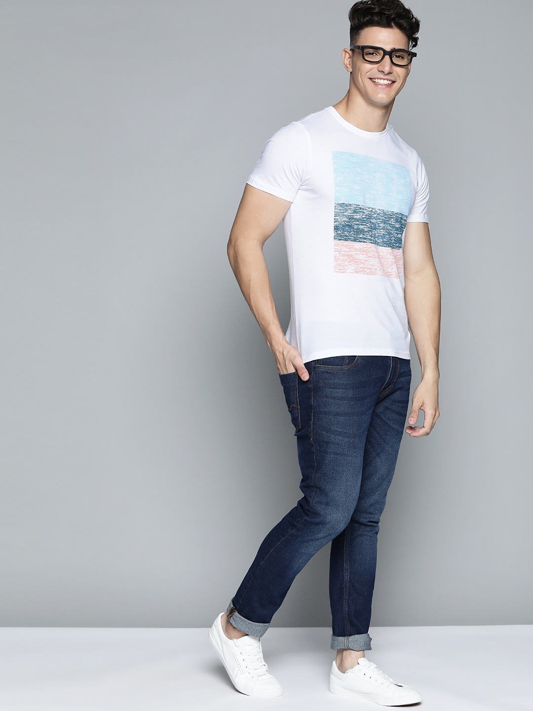 

Mast Harbour Men White Pure Cotton Striped Pure Cotton T-shirt
