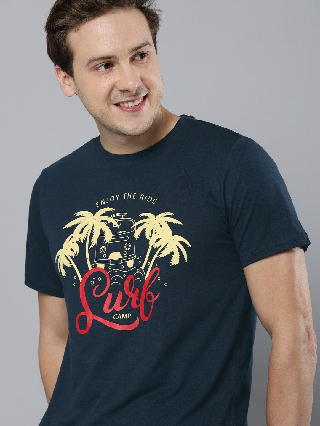 

Mast & Harbour Men Blue & Beige Printed T-shirt