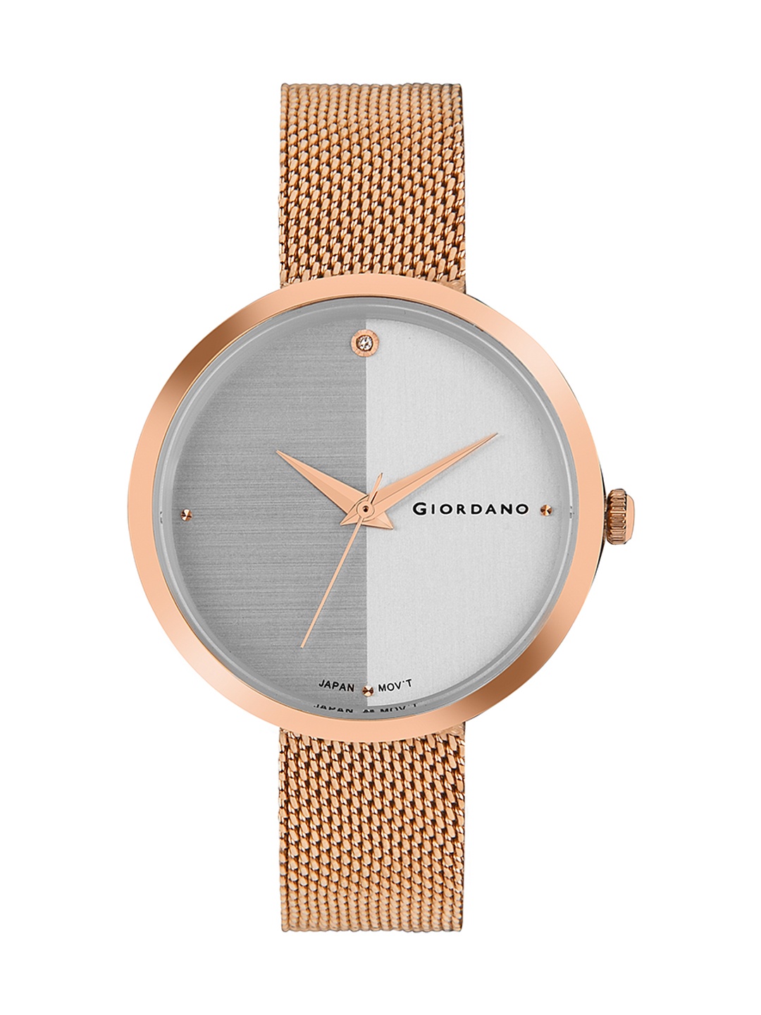 

GIORDANO Women Silver-Toned Embellished Dial & Rose Gold Toned Bracelet Style Straps Analogue Watch