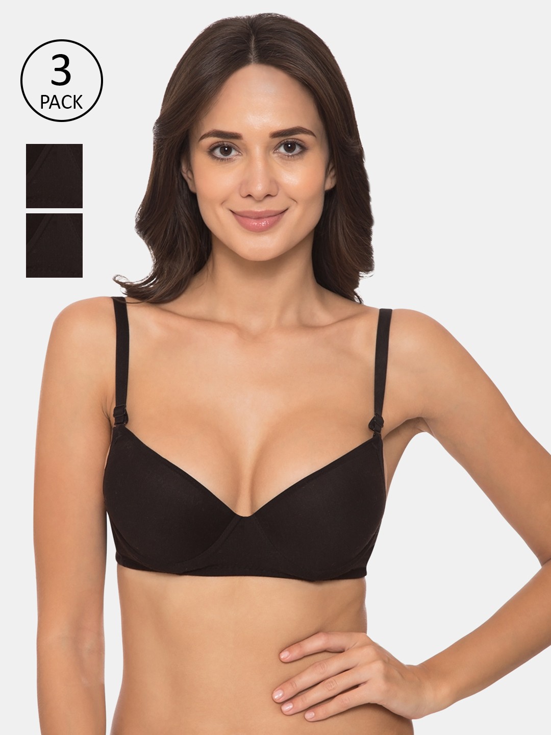

Tweens Women Black Underwired Heavily Padded Push-Up Bra -TW-91704-3PC-BLK