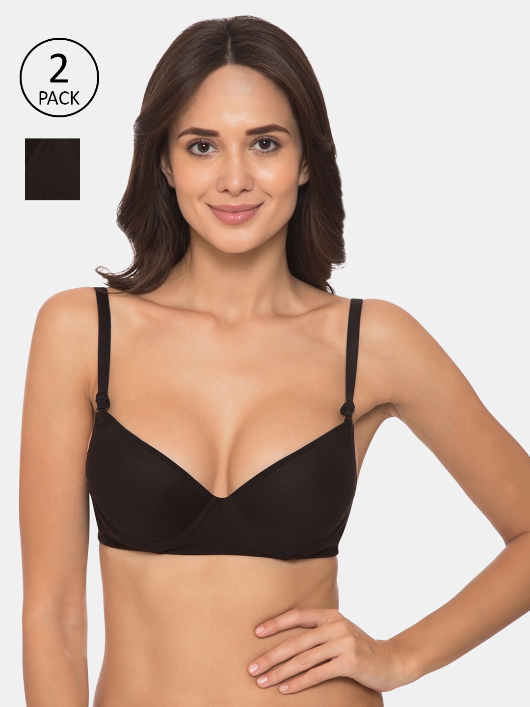 

Tweens Black Solid Pack of 2 Underwired Pushup Bra